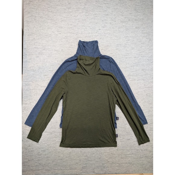Patagonia Turtleneck Shirt Lot of 2 Womens Medium Stripe Long Sleeve Base Layer - Picture 1 of 16